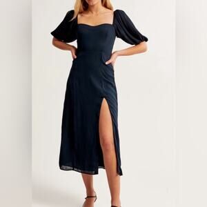 Abercrombie & Fitch The A&F Camille Puff Sleeve Midi Dress Blush Pink Size: MP